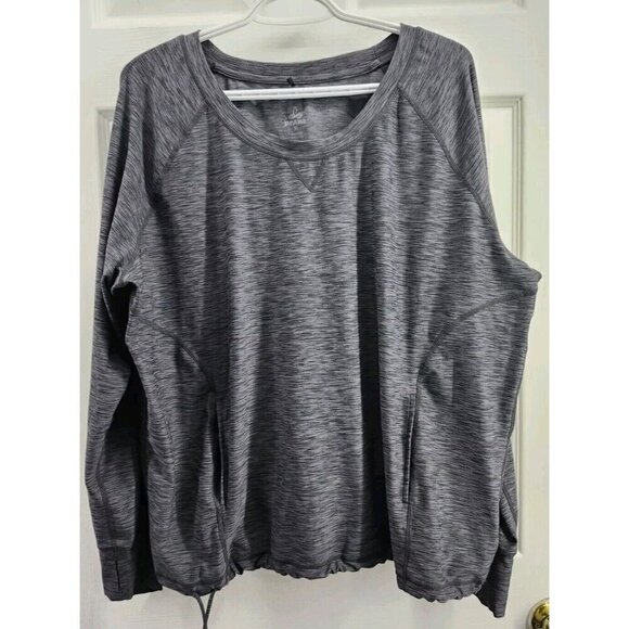prAna Tops - Prana Philipa Top Womens XL Heathered Gray Drawstring Hem Pockets Relaxed Fit
